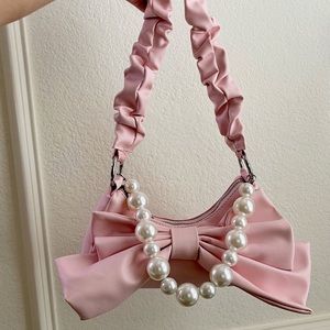 Brand New***Pink Bow Purse with Pearl Strap